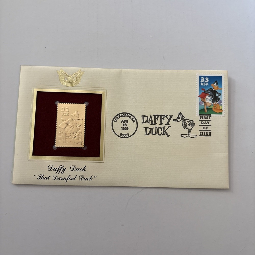 Daffy Duck Looney Tunes Warner Bros 22KT Gold Stamp First Day Issue 1999